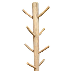Portemanteau arbre et branches en bois brut sur socle en métal noir - zoom sur accroche en bois massif - HANGER