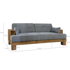 Canapé 3 places en bois recyclé - photo dimensions - ORIGIN