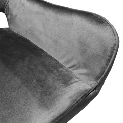 Chaise en velours gris anthracite avec accoudoirs dossier capitonné et pieds métal confortable - ARON