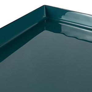 Bout de canapé / Table d'appoint carré structure en métal noir avec plateau émaillé bleu - zoom sur le plateau -  AZUL 8783
