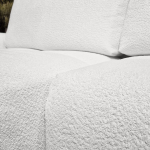 Canapé d'angle convertible 4 places tissu blanc L. 304 cm pieds métal noir - zoom assise - ICEBERG