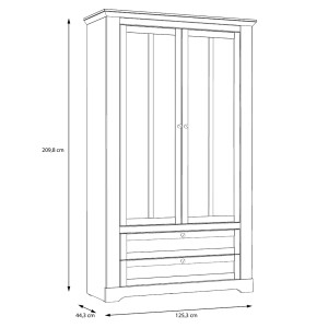 Vitrine 2 portes en bois effet chêne clair blanchi - grand modèle - dimensions - ILONA