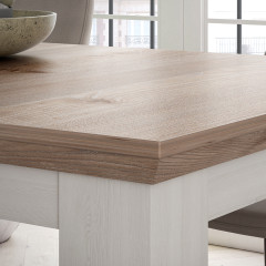 Table basse avec étagère en bois effet chêne clair blanchi - zoom - ILONA