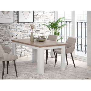 Table de repas extensible 160/206cm en bois effet chêne clair blanchi - vue en ambiance - ILONA