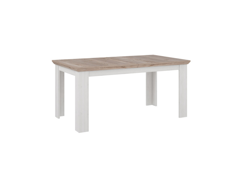 Table de repas extensible 160/206cm en bois effet chêne clair blanchi - vue de 3/4 - ILONA