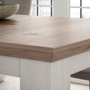 Table de repas extensible 160/206cm en bois effet chêne clair blanchi - zoom - ILONA