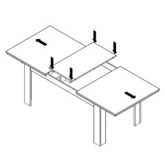 Table de repas extensible 160/206cm en bois effet chêne clair blanchi - schéma d'utilisation de la rallonge - ILONA