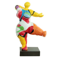 Statue femme dansant en résine avec peinture multicolore 36 x 54 x 20 cm - HULLA 01