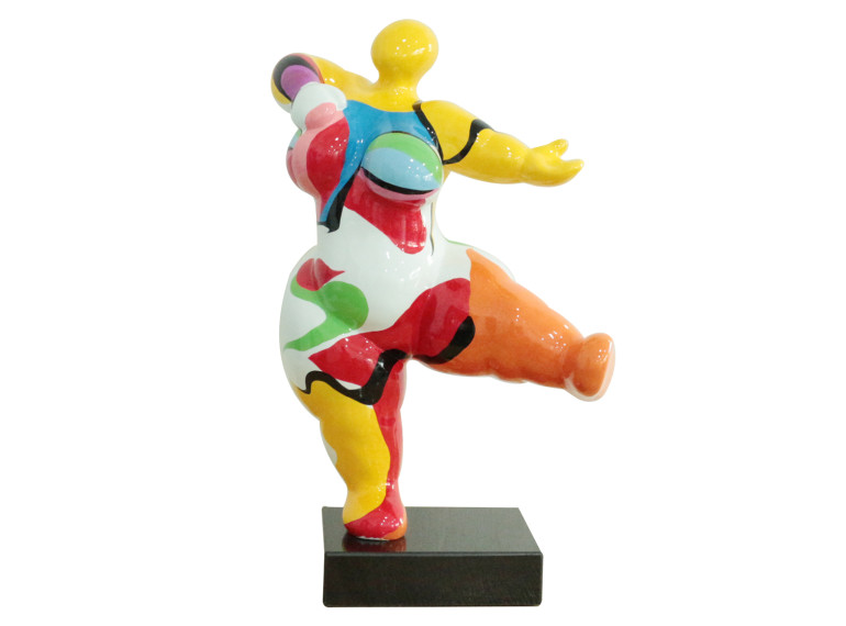 Statue femme dansant en résine avec peinture multicolore 36 x 54 x 20 cm - HULLA 01