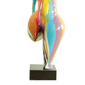 Statue femme debout en résine avec jambe pliée peintures multicolores 24 x 60 x 19 cm - zoom bas statue - BALERINA 01