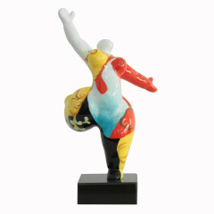 Statue femme debout en résine avec jambe levée peinture ornements 16 x 33 x 12 cm - BALERINA 06