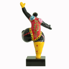 Statue femme debout en résine avec jambe levée peintures multicolores 16 x 33 x 12 cm - BALERINA 05