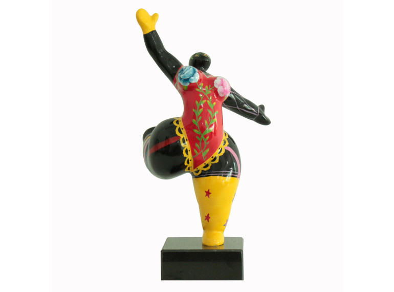 Statue femme debout en résine avec jambe levée peintures multicolores 16 x 33 x 12 cm - BALERINA 05