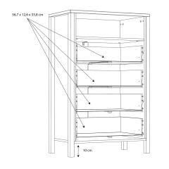 Chiffonnier 4 tiroirs 1 niche en bois effet chêne - dimensions - MIAMI