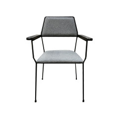Chaise minimaliste en tissu gris avec accoudoirs - INSTINCT 913