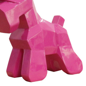 Statue chien terrier écossais géométrique en résine rose 26 x 30 x 10 cm - zoom sur corps chien - ILIO
