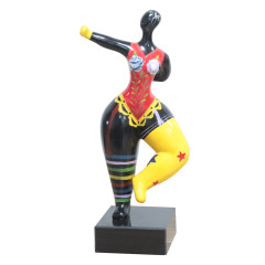 Statue femme debout en résine avec bras tendu et peintures multicolores  14 x 34 x 11 cm - SUMA 03