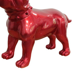 Statue chien staffordshire bull terrier avec collier clouté en résine rouge 60 x 48 x 25 cm - zoom corps du chien - HUND