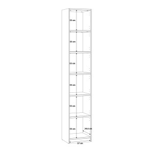 Etagère bibliothèque L.40 cm à 5 étagères effet bois chêne - dimensions niches de rangement - CANDY