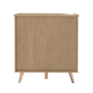 Commode 3 tiroirs effet bois chêne naturel et blanc mat - vue de l'arrière du meuble - WANDA