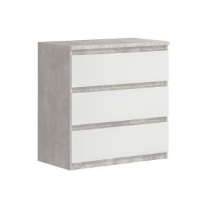 Commode 3 tiroirs décor rangement chambre - coloris gris - vue de 3/4 - SOFT
