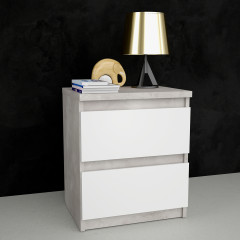 Table de chevet 2 tiroirs rangement chambre - coloris gris - vue en ambiance - SOFT