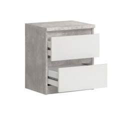 Table de chevet 2 tiroirs rangement chambre - coloris gris - vue tiroirs ouverts - SOFT