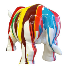 Statuette rhinocéros multicolore en résine H24cm - RHINO POP 2 - vue arrière
