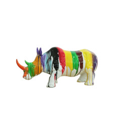 Statuette rhinocéros multicolore en résine H24cm - RHINO POP 2 - vue de profil