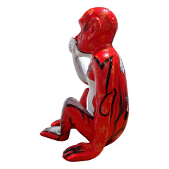 Statue singe rouge assis en résine H39cm - MARLIN