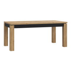 Table de repas extensible 180/226cm en bois effet chêne & noir - FACTORY