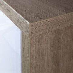 Bureau avec étagère effet chêne et blanc laqué - zoom sur le bois finition chêne - OXFORD