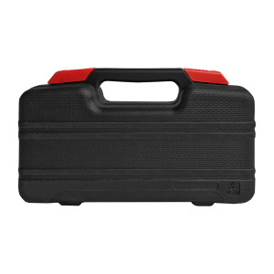 Boîte à outils noire et rouge avec 39 pièces en acier et polypropylène - photo boîte fermée - MAC