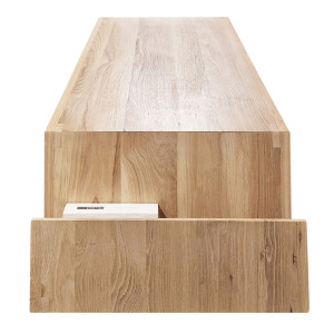 Table basse rectangulaire bois clair avec porte-revues L119cm - vue de côté - ORAN