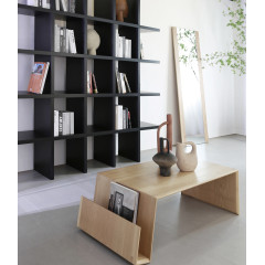 Table basse rectangulaire bois clair avec porte-revues L119cm - photo ambiance 2 - ORAN