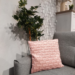 Coussin carré 45 x 45 cm velours rose motif géométriques déhoussable - photo d'ambiance - ROS