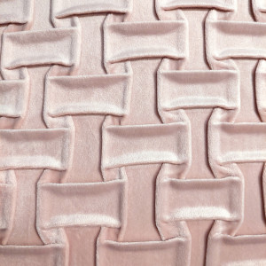 Coussin carré 45 x 45 cm velours rose motif géométriques déhoussable - zoom motif - ROS
