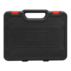 Boîte à outils noire et rouge avec 45 pièces en acier et polypropylène - photo boîte fermée - MAC