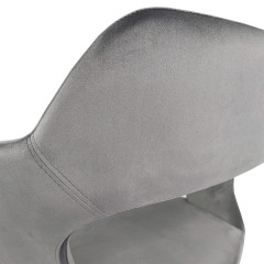 Chaise de repas en velours doux gris avec accoudoirs et piètement velours - zoom arrière dossier - VALENTINA