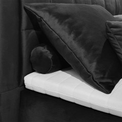 Lit boxspring avec coffre en velours gris anthracite 160x200 - zoom tête de lit - MEGEVE