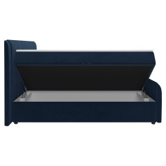 Lit boxspring avec coffre en velours bleu 160x200 - vue coffre ouvert 2 - MEGEVE