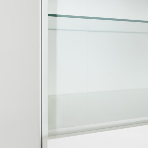 Colonne vitrée 1 porte réversible en verre finition chêne et blanc laqué, poignées métal blanc - zoom porte vitrée - MONDAY