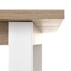 Table de repas extensible 180/240cm chêne & pieds luge en métal blanc - zoom piétement - MONDAY