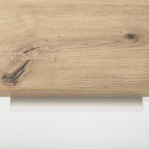 Meuble TV effet bois de chêne & blanc laqué, poignée métal L.160cm - zoom matière effet bois - MONDAY