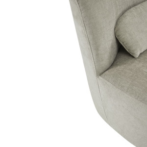 Fauteuil rond pivotant à 360° en tissu doux gris clair avec un coussin - zoom couture fauteuil - NOEMIE