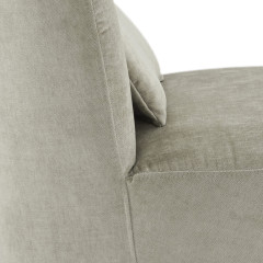 Fauteuil rond pivotant à 360° en tissu doux gris clair avec un coussin - zoom fauteuil de profil - NOEMIE