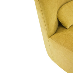 Fauteuil rond pivotant à 360° en tissu doux jaune avec un coussin - zoom couture fauteuil - NOEMIE
