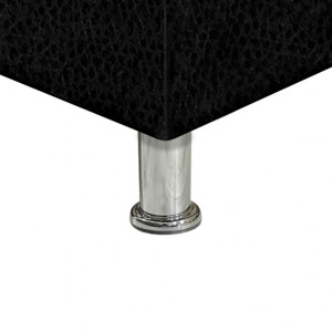 Sommier tapissier en kit bois massif et simili noir 90x190cm - zoom piétement métal - LOIRE