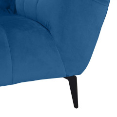 Canapé 2 places velours design avec pieds métal noir et assise capitonnée bleu - zoom pieds métal noir - NEPTUNE