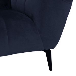 Canapé 2 places velours design avec pieds métal noir et assise capitonnée bleu marine - zoom pieds métal noir - NEPTUNE